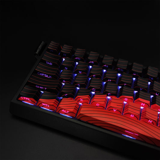 Red Wave Topographic PBT 120+  Keycaps Set