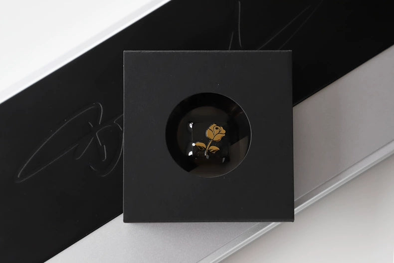 Golden on Black Rose R4 Metal Artisan Keycap