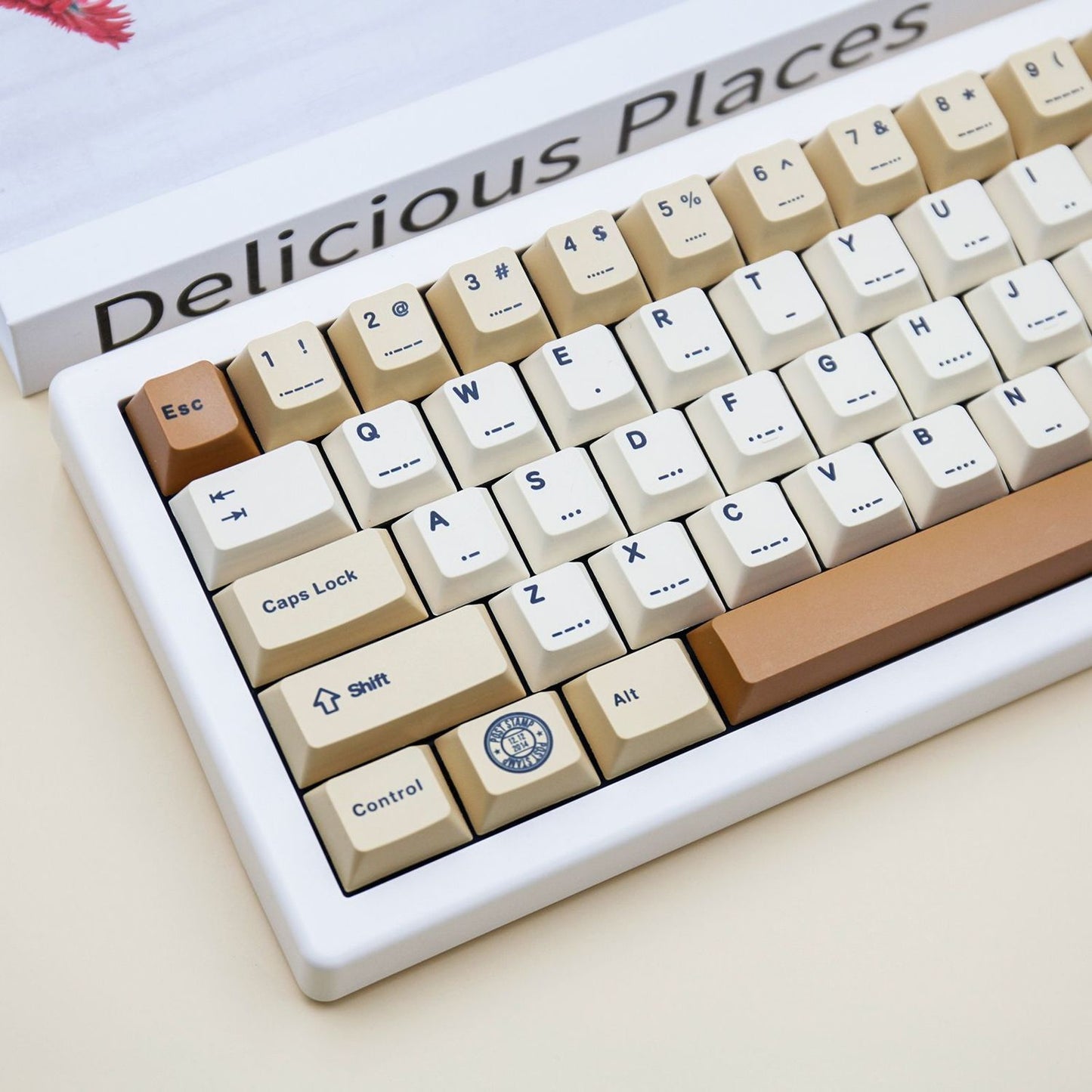 Retro Stamp Themed PBT Keycaps Set