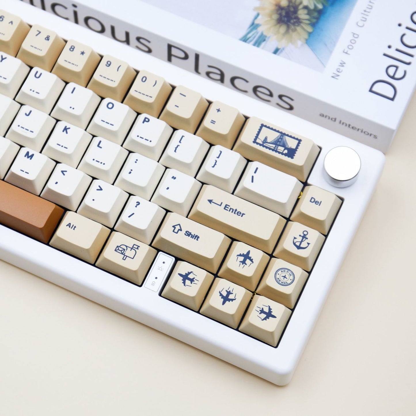 Retro Stamp Themed PBT Keycaps Set