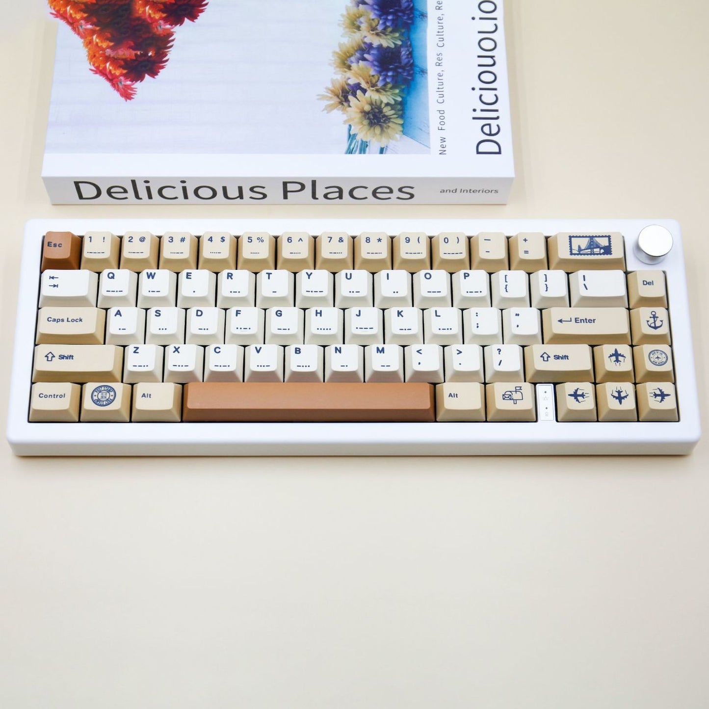 Retro Stamp Themed PBT Keycaps Set