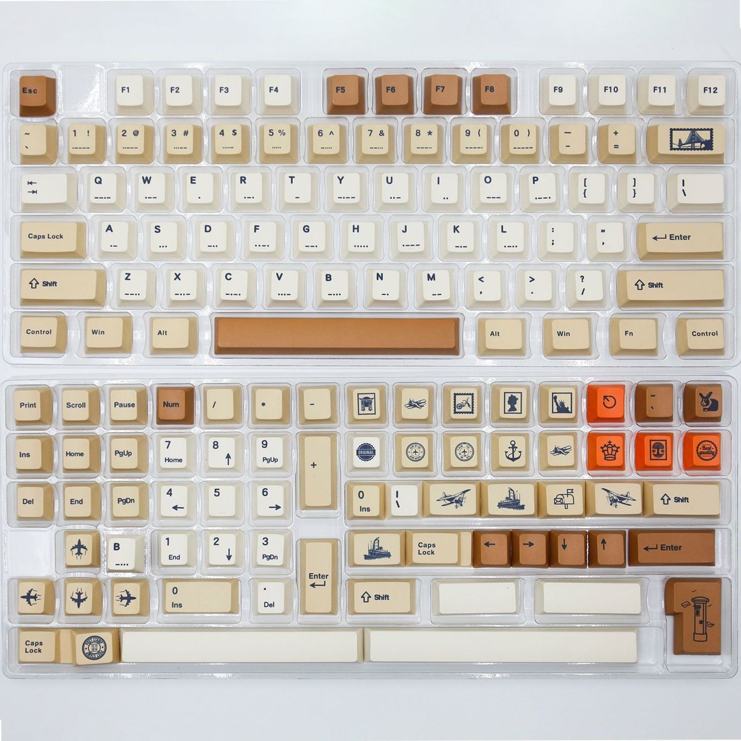 Retro Stamp Themed PBT Keycaps Set