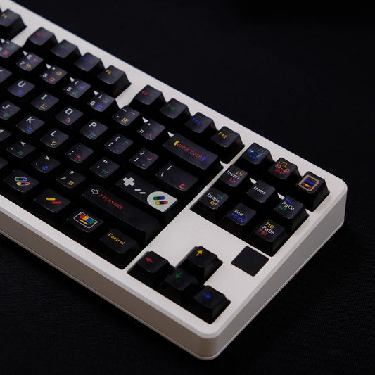 Super Nintendo Retro Transparent UV PC Keycaps Set -Dark