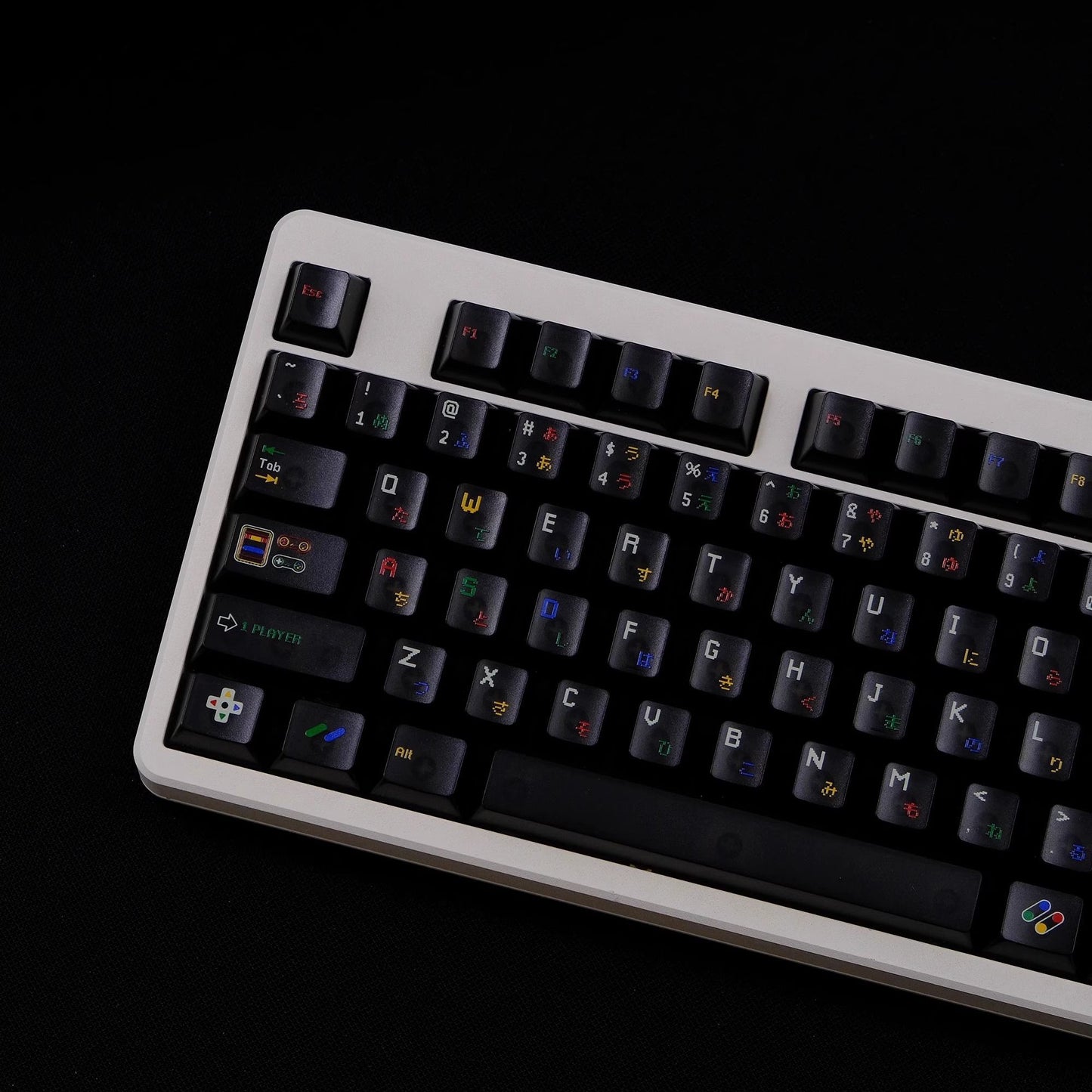 Super Nintendo Retro Transparent UV PC Keycaps Set -Dark