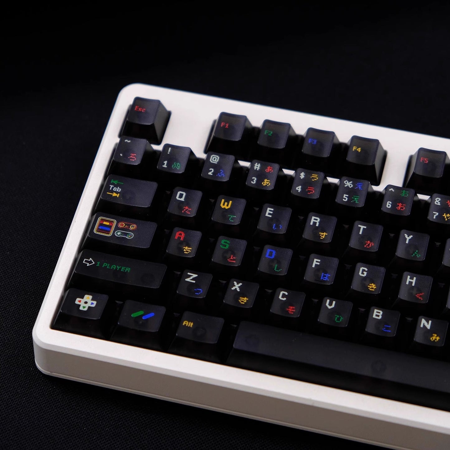 Super Nintendo Retro Transparent UV PC Keycaps Set -Dark