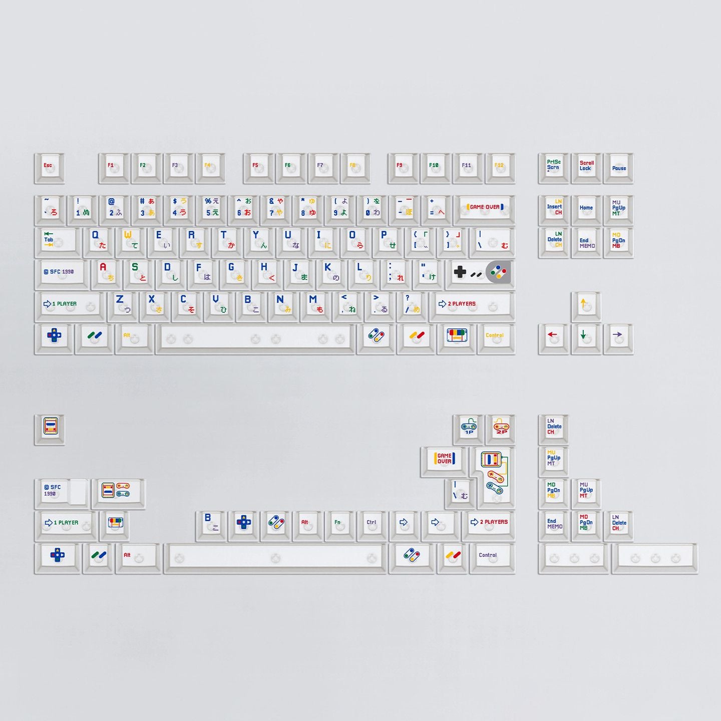 Super Nintendo Retro Transparent UV PC Keycaps Set - Clear