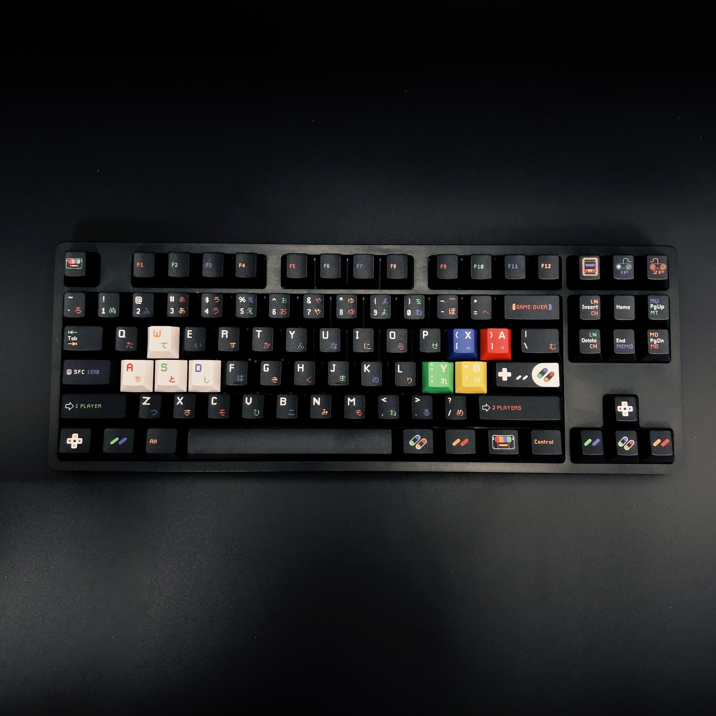 Super Nintendo Retro PBT 140 Keys Keycaps Set -Black
