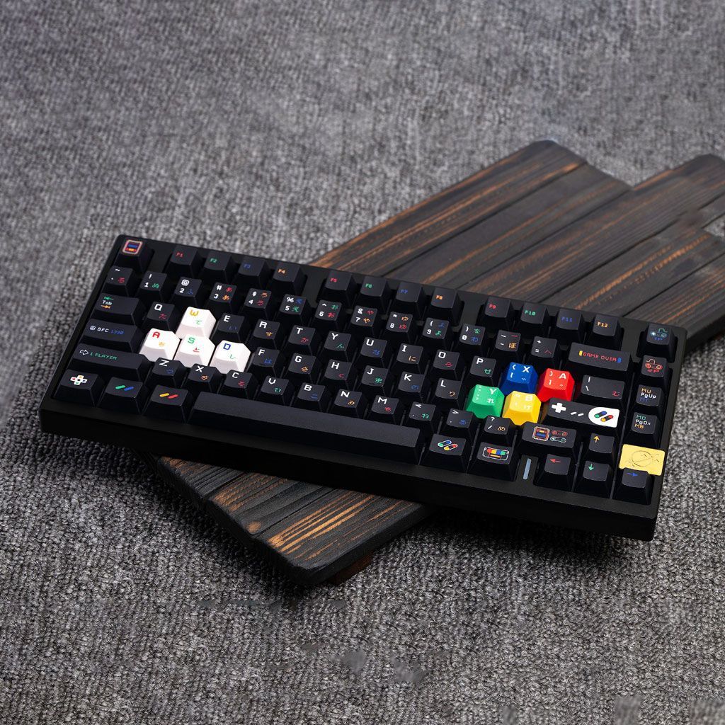 Super Nintendo Retro PBT 140 Keys Keycaps Set -Black
