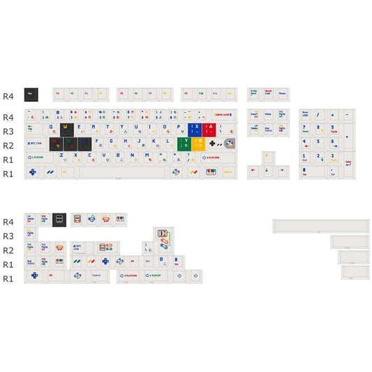 Super Nintendo Retro PBT 140 Keys Keycaps Set