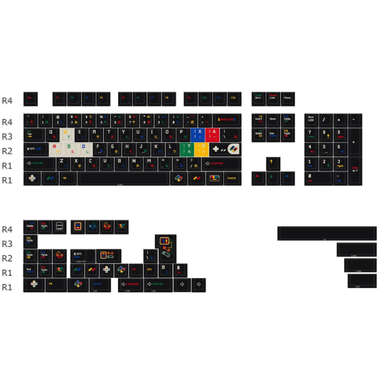 Super Nintendo Retro PBT 140 Keys Keycaps Set -Black