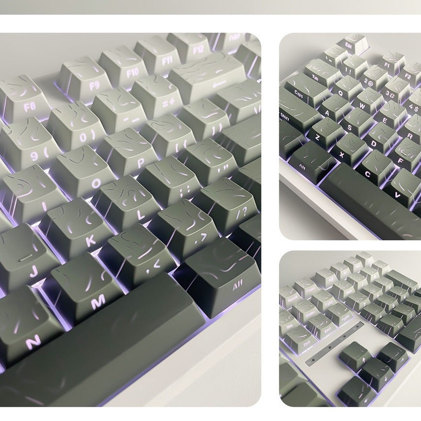 Gray Gradient Shinethrough Topographic 130 Keys Keycaps Set