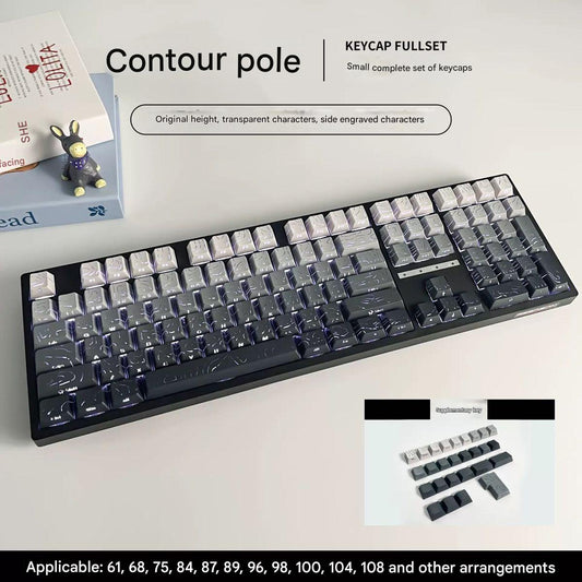 Gray Gradient Shinethrough Topographic 130 Keys Keycaps Set