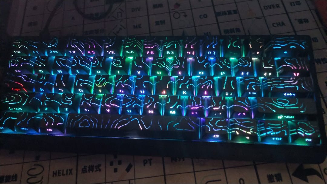 Shine Through Topograpgic Cherry Keycaps V4 - 87/120+ Keys