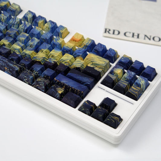 Van Gogh Cherry Profile Side Engraved PBT Keycaps Set