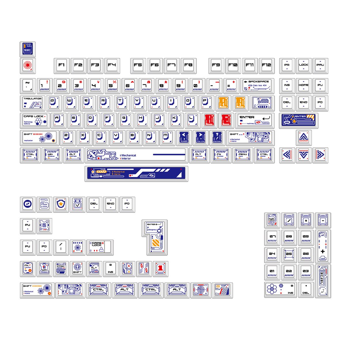 Mecha Core Cherry Profile 130+ Keys Keycaps Set (Canned)