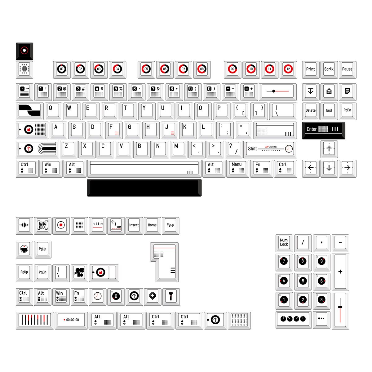 Countdown Cherry Profile 130+ Keys Keycaps Set (Canned)