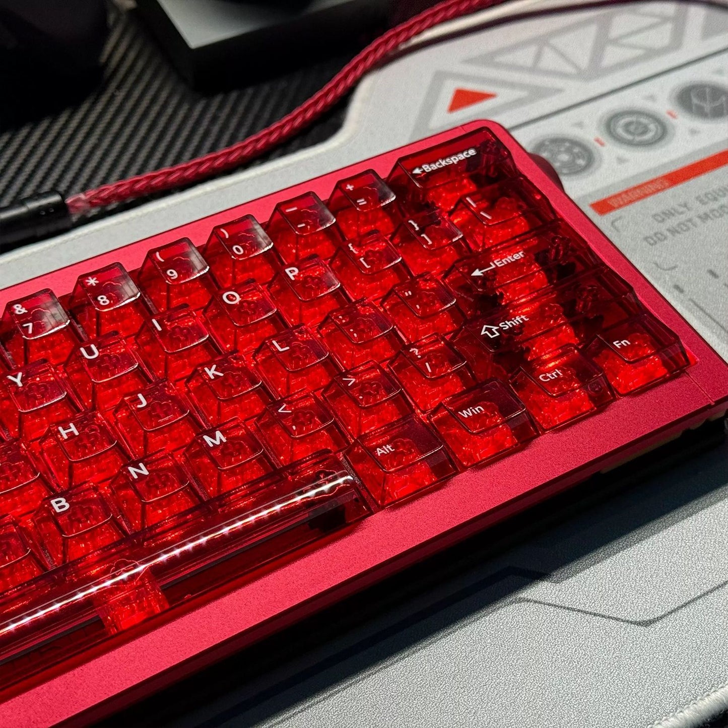 Red Transparent PC Cherry Profile 120+ Keys Keycaps Set