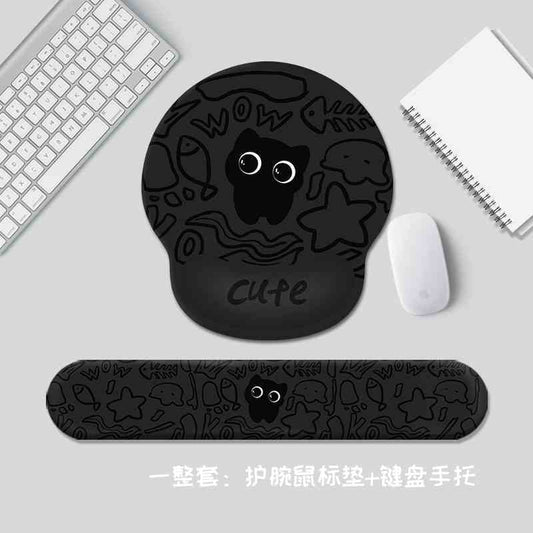 Cute Kitty Keyboard Mouse Wrist Rest Combo