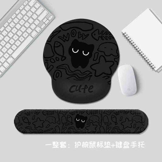 Cute Kitty Keyboard Mouse Wrist Rest Combo