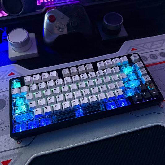 Blue Transparent Keycaps - Set of 26 Keys