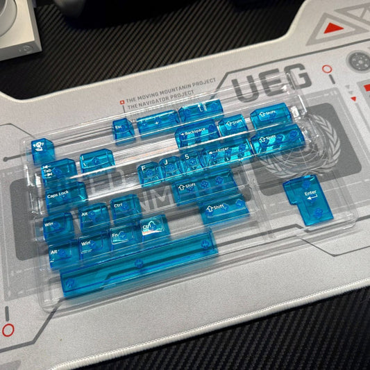 Blue Transparent Keycaps - Set of 26 Keys