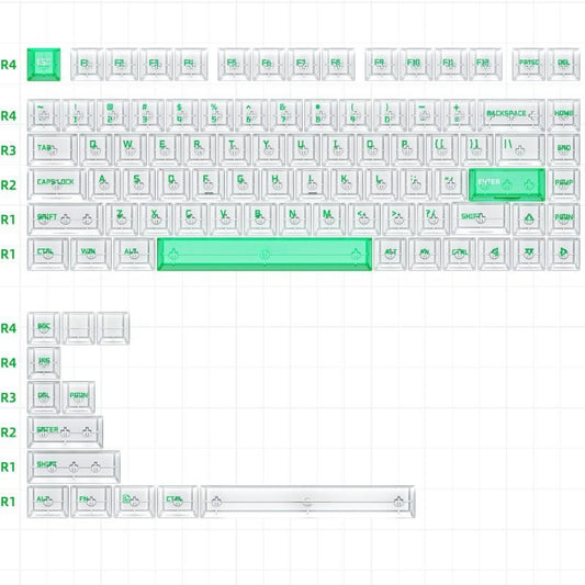 Popkeys Premium Transparent Cherry 97 Keys Keycaps Set - Mint