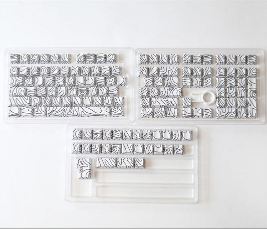 White Topographic Side Engraved Cherry 120+ Keys Keycaps Set