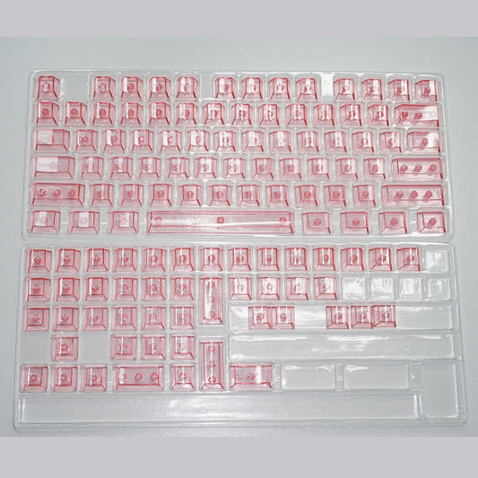 Pink Transparent PC Cherry Profile 120+ Keys Keycaps Set