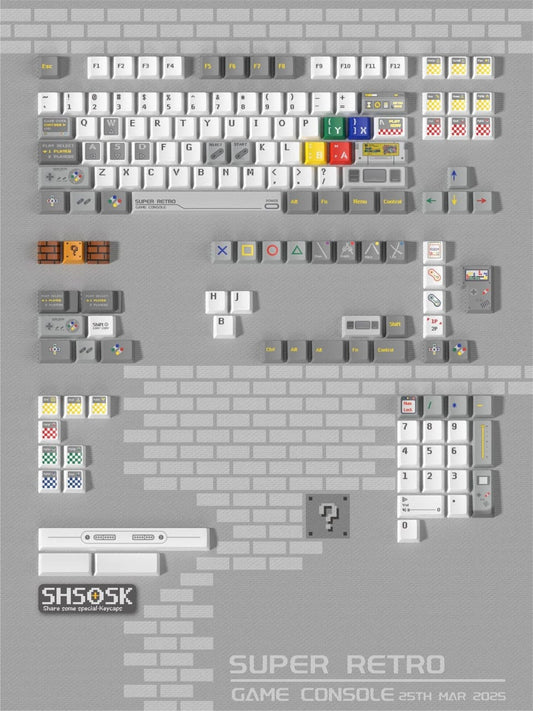 SHSOSK Super Retro Console 1.7mm PBT Keycaps Set