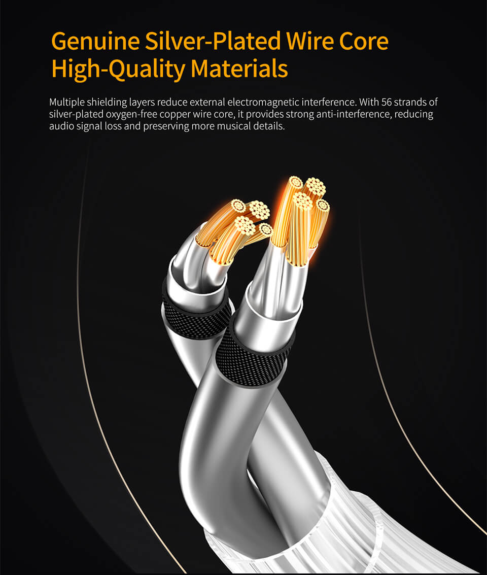 KZ Type-C OFC Silver Plated Earphone Cable with Mic