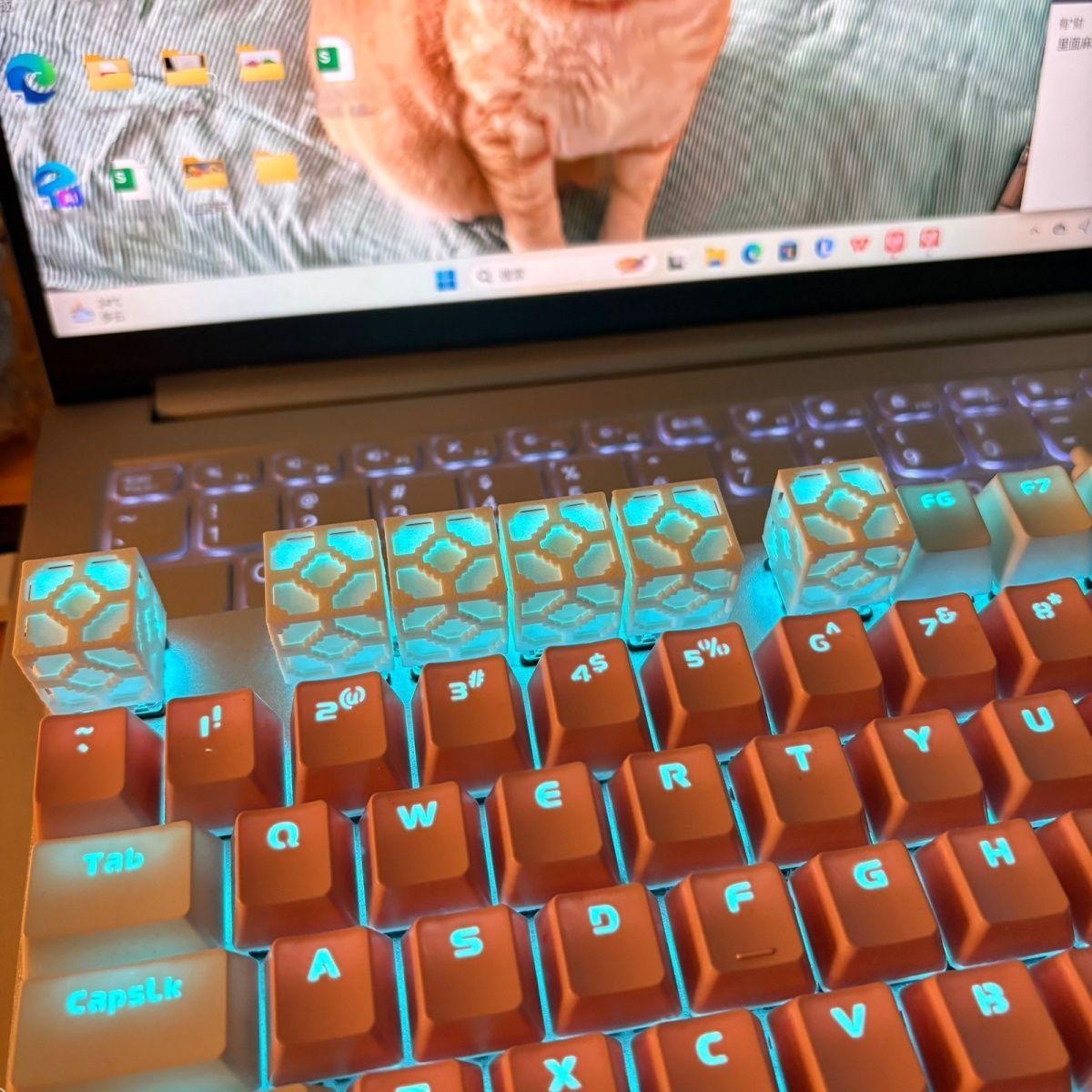 Minecraft Themed Shinethrough Keycaps - Set Of 4 Keycaps