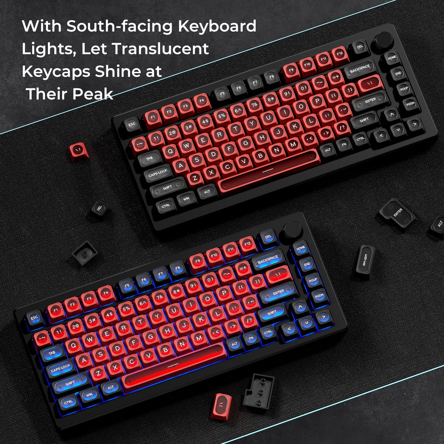 XVX Cats Eye MAX Profile PBT Shine-through Keycaps - Red