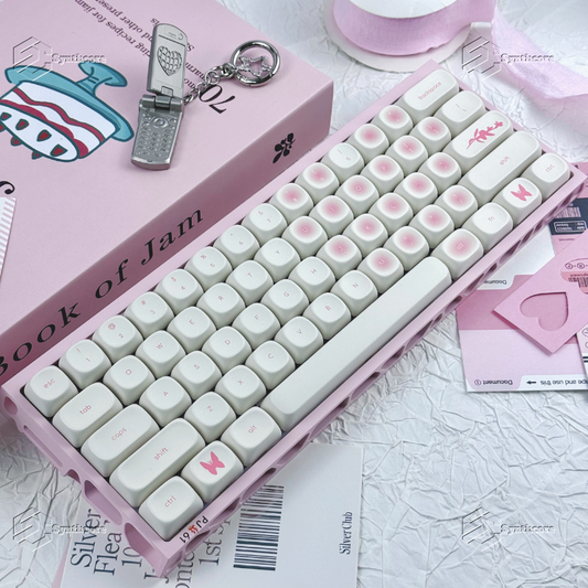 Blush MOA Profile PBT Keys Keycaps Set on a Kawai desk