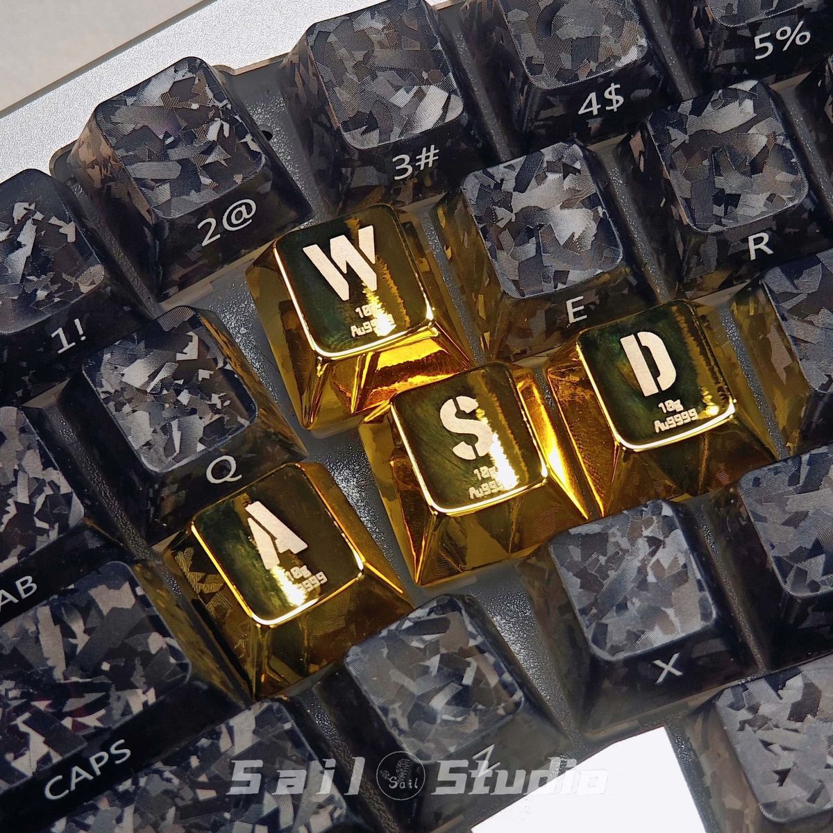 Metal Golden WASD Artisan Keycaps