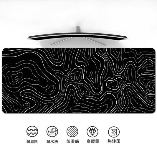 Black Topographic 4mm Thick Anti Skid Deskpad 900*400*4mm