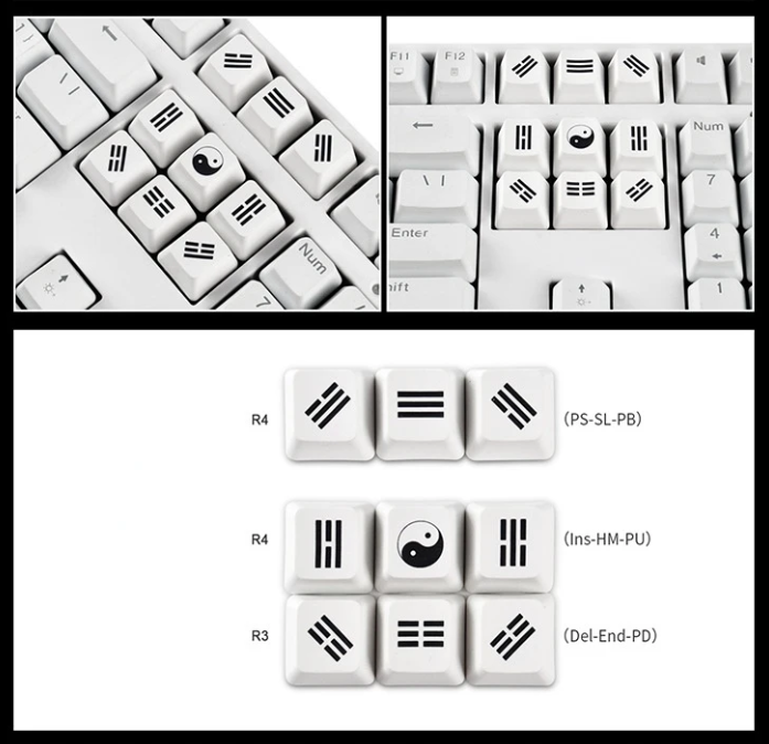 Trigrams Themed Keycaps Set - Set of 9 Keys
