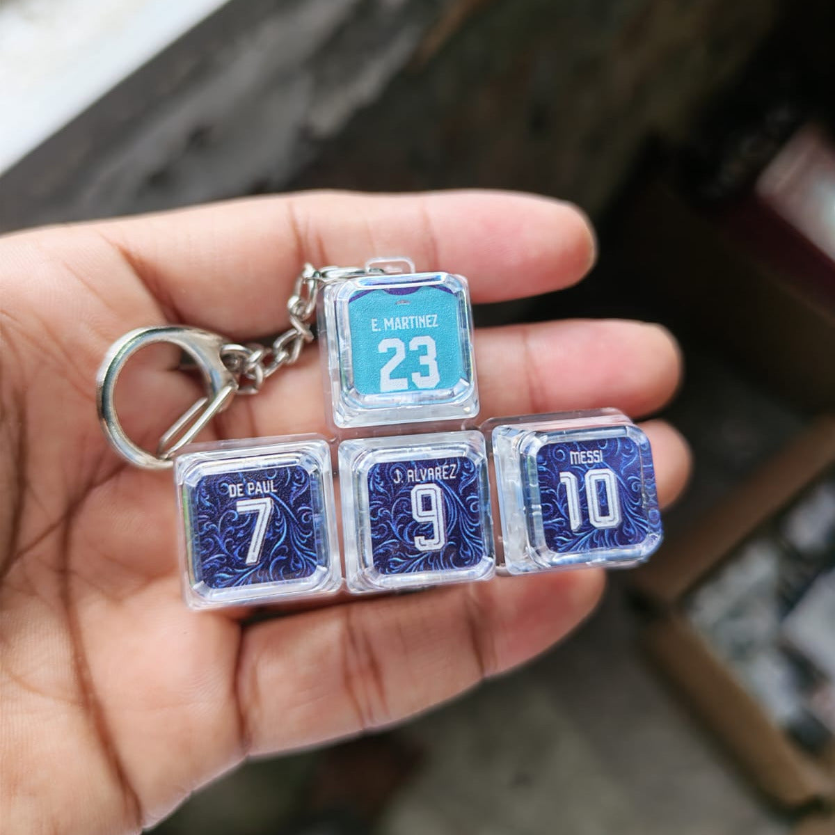 Argentina Away Edition Transparent Fidget Keychain with Jersey Keycaps - 4 Key