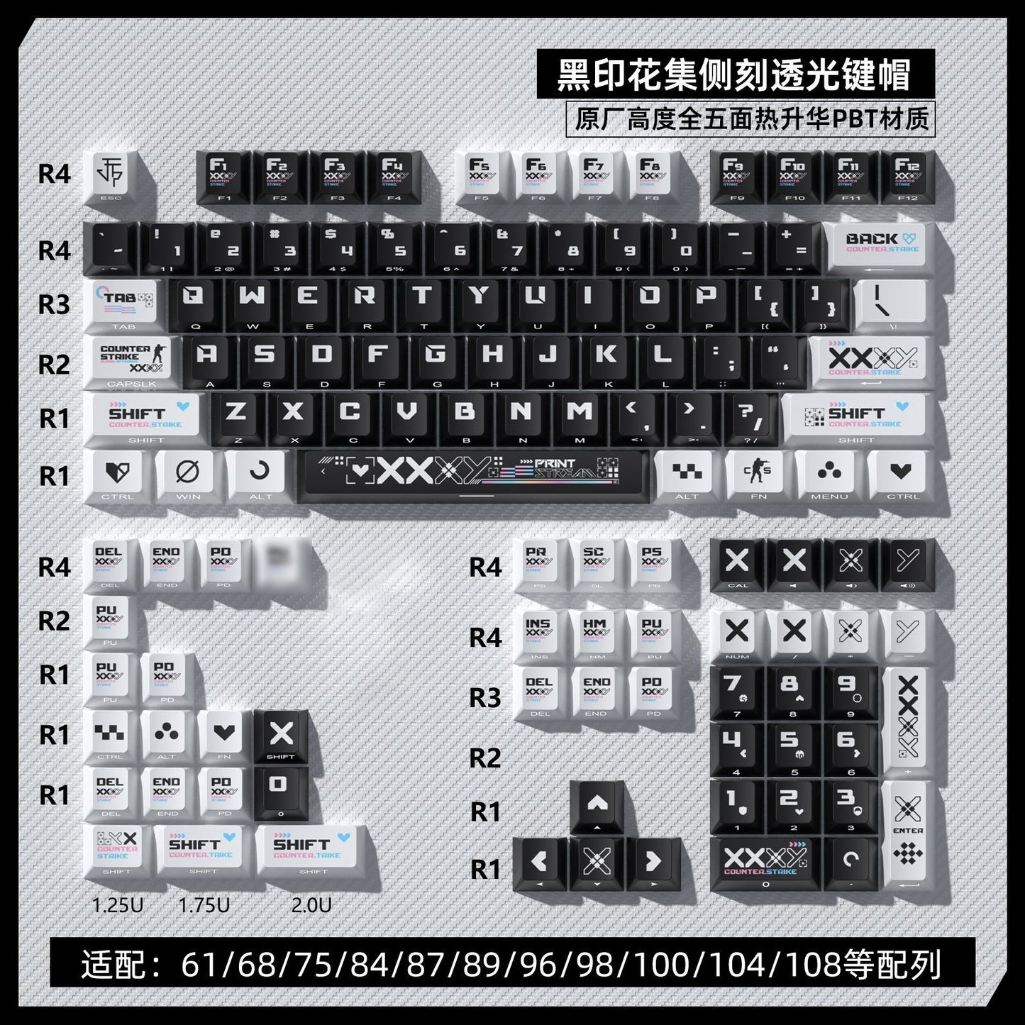 CSGO PrintStream Side Engraved Cherry Profile PBT Keycaps Set