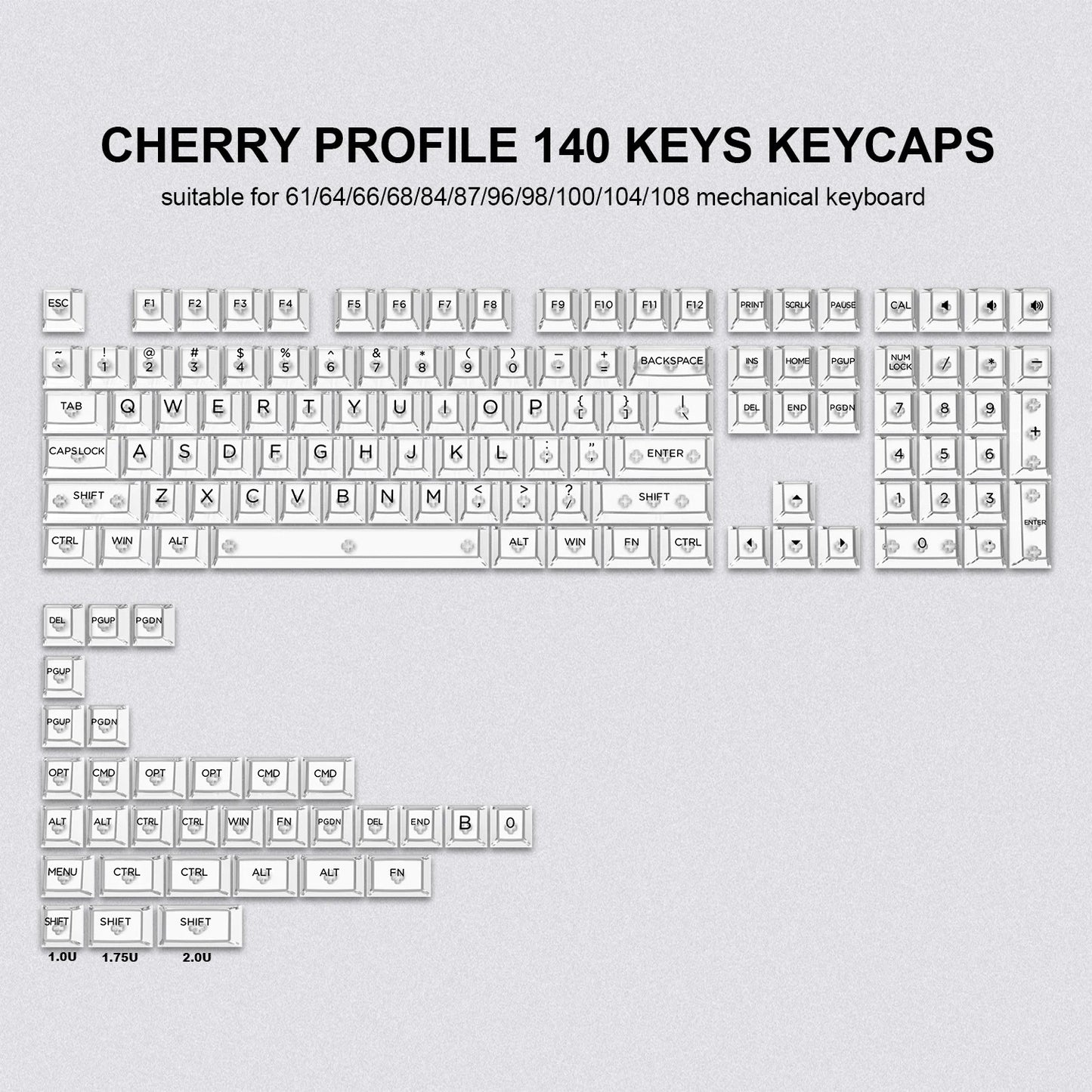 133 Key OEM Transparent/Clear Keycap - White