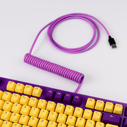 Purple Non-Aviator Braided Coiled Cable Type-C Cable