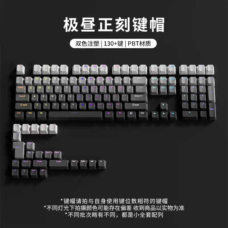 Gray Gradient Top Shine Through PBT Keycaps OEM