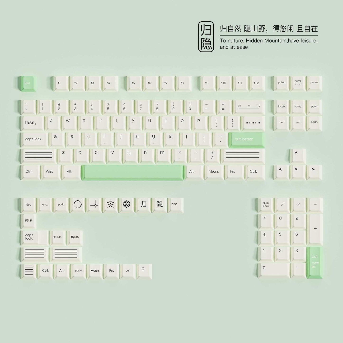 Nature Minimalist 128 Keys Cherry Keycaps Set