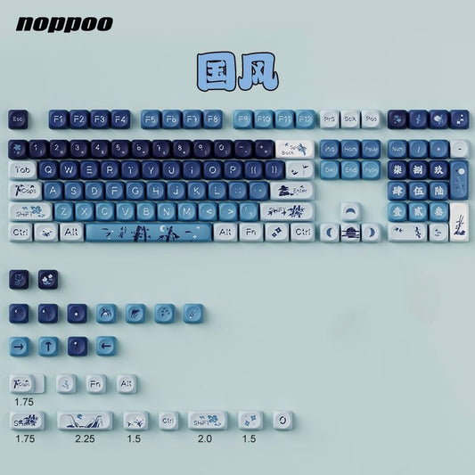 Guofeng Blue MOA Profile PBT Keycaps Set