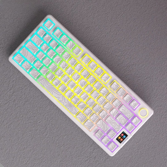 White Topographic Side Engraved Cherry Keycaps