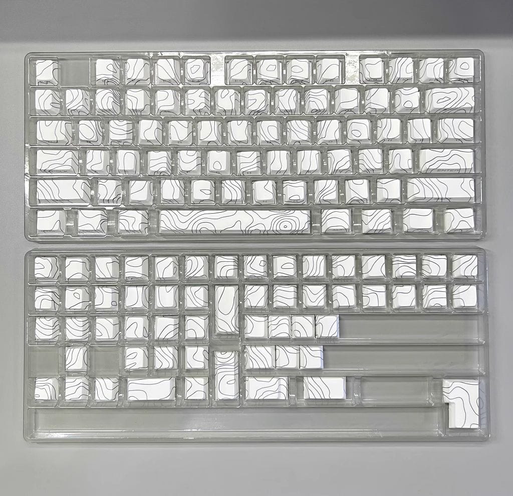 White Topographic Side Engraved Cherry Keycaps