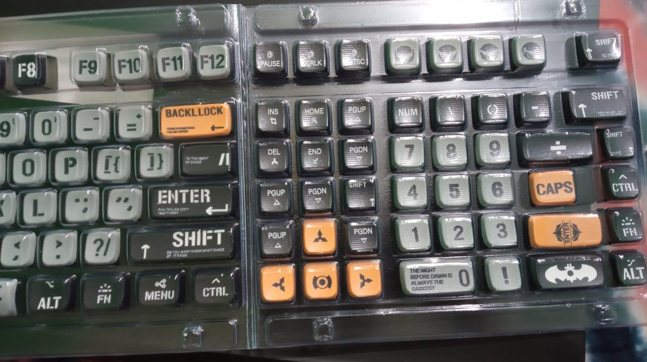 Batman Themed ASA Profile Gray Black Pudding Keycaps Set