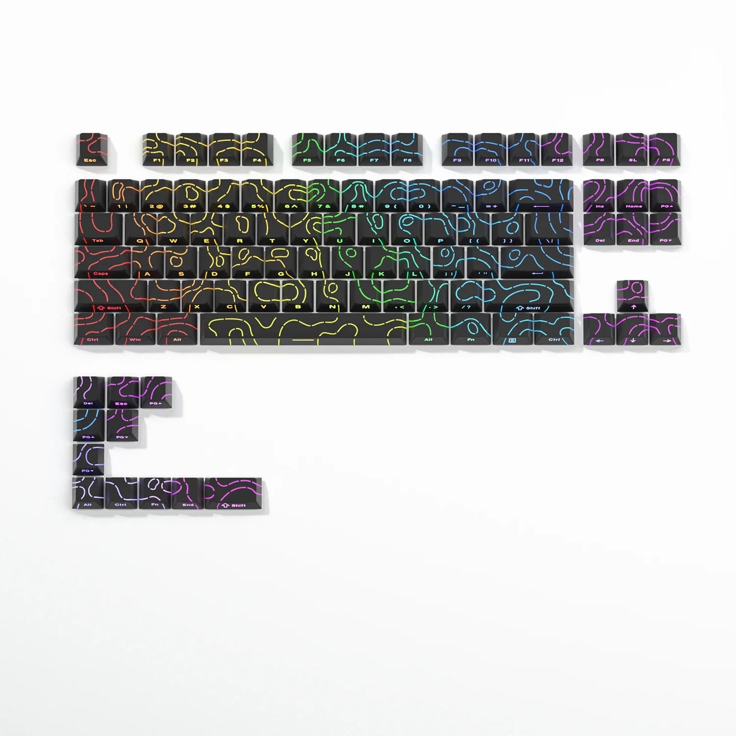 Shine Through Topograpgic Cherry Keycaps V4 - 87/120+ Keys