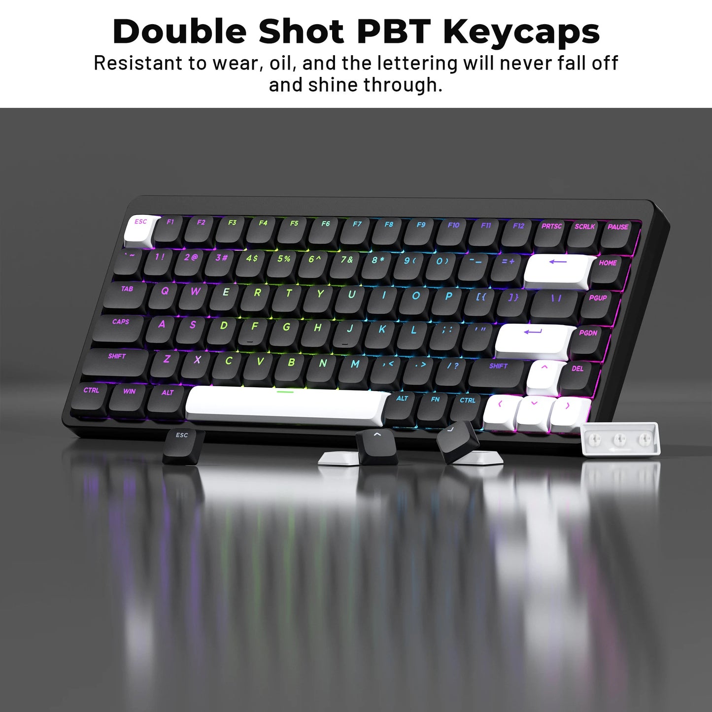 XVX Low Profile Black ShineThrough Double Shot PBT Keycaps