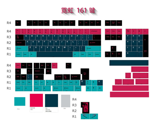 GMK Neon Lights Cherry Profile 161 Keys Keycaps Set