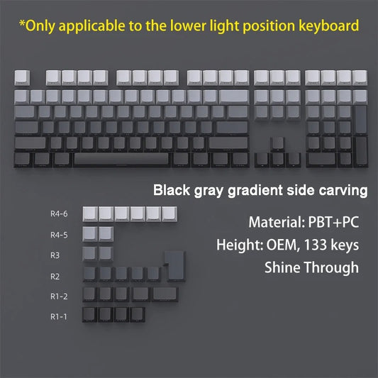 Gray Gradient Side Engraved Keycaps - OEM